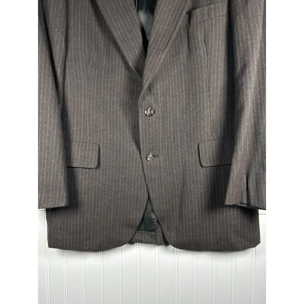 VTG Austin Reed PURE VIRGIN WOOL 40 R Mens brown Blazer Sport Coat pencil stripe